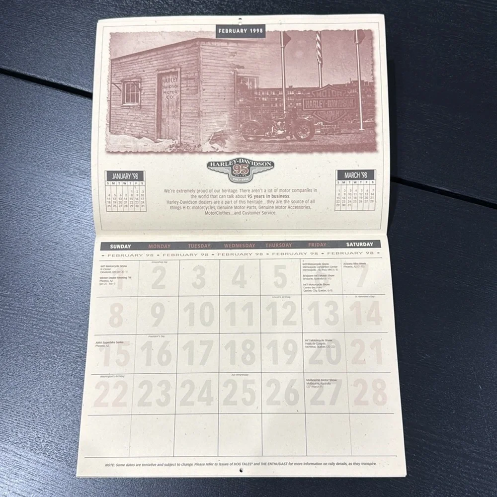 Harley-Davidson 95th Anniversary Calendar with Event Schedule